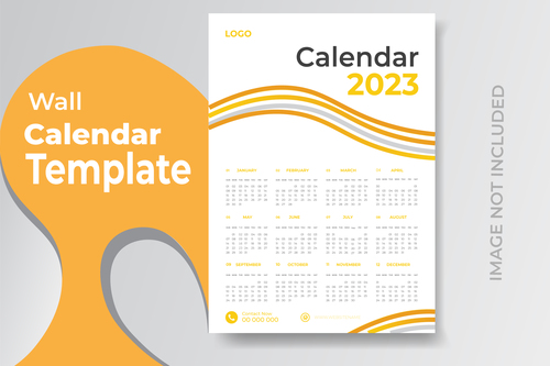 2023 calendar yellow design vector
