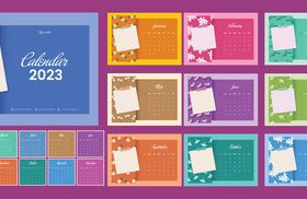 2023 color calendar template layout vector