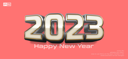 2023 happy new year with 3d style editable text effect vector