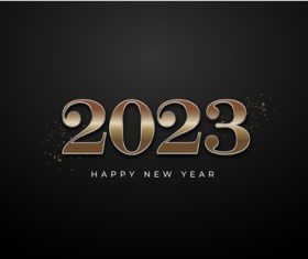 2023 happy new year with elegant gold numbers vector