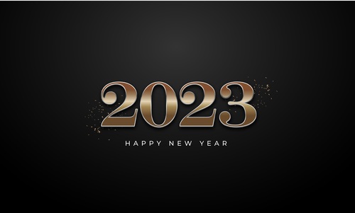 2023 happy new year with elegant gold numbers vector