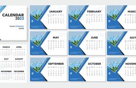 2023 landscape calendar template layout vector