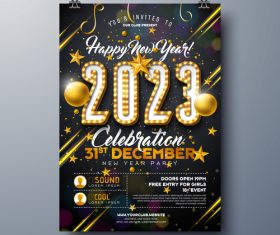 2023 new year party celebration poster design vector