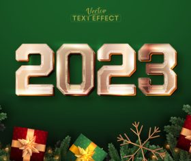 2023 text effect christmas golden text style vecto