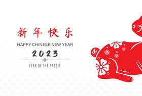 2023 year of the rabbit red theme vector