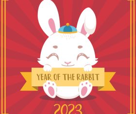 2023 year rabbit illustration with colorful background vector
