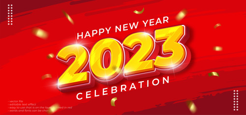 3d text effect happy new year 2023 vector