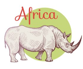 African animal rhinoceros vector