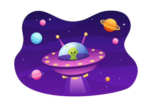 Alien UFO illustration vector