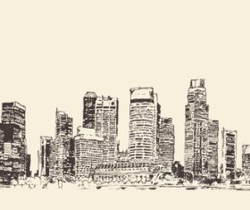 Architecture engraving hand drawn sketch vector