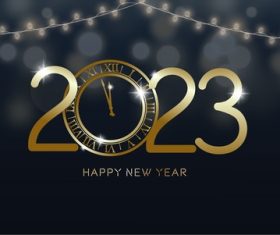 Background with clock illustration on numbers 2023 vector