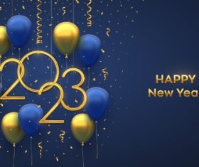 Balloon decorated 2023 New Year card vector