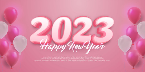 Balloons on pink theme editable text 2023 happy new year vector