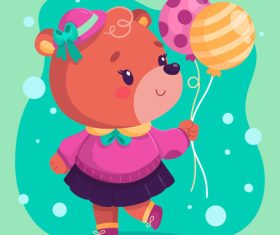 Bear Baby Vector with a balloon