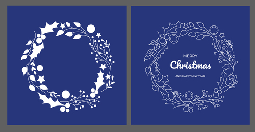 Beautiful Christmas wreath holiday card vector