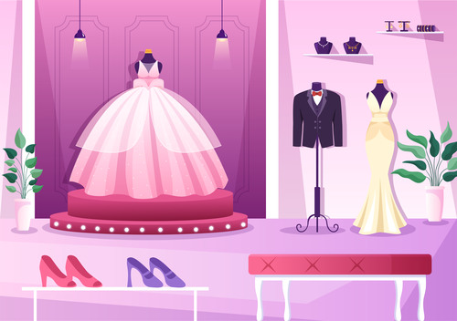 Beautiful wedding dress illustration vector