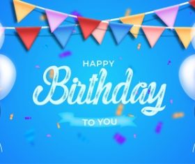 Birthday realistic balloon and blue background premium vector