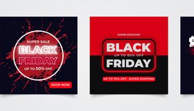 Black friday sale banner instagram posts template vector