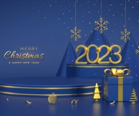 Blue background 3d 2023 Happy New Year vector