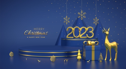 Blue background 3d 2023 Happy New Year vector