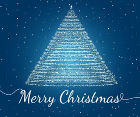 Blue background merry christmas greeting card vector
