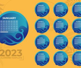 Blue minimal desktop calendar template vector