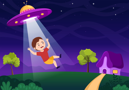 Capture childrens UFO illustration vector
