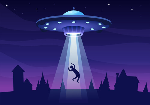 Capture human UFO illustration vector in cities