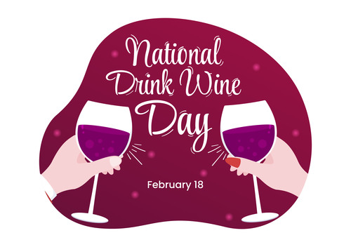 Cartoon illustration celebrates wine day vector