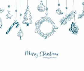 Christmas decoration card hand draw vector