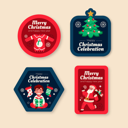 Christmas labels collection vector