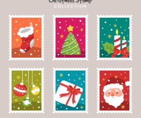 Christmas stamp collection vector
