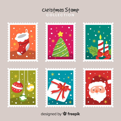 Christmas stamp collection vector