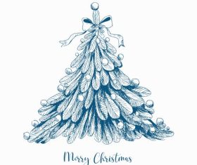 Christmas tree card sketch background vector