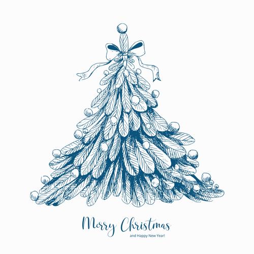 Christmas tree card sketch background vector