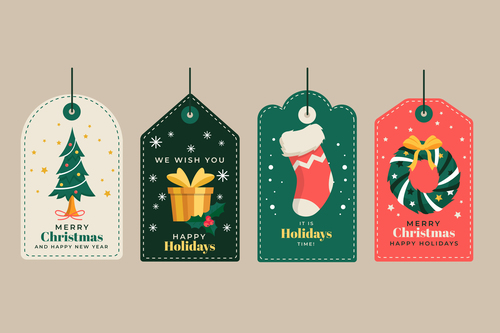 Collection christmas labels vector