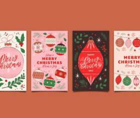 Collection hand drawn ornamental christmas cards vector