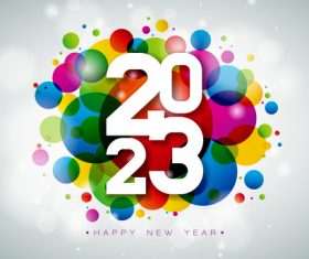 Colored ball background 2023 New Year greeting card vector