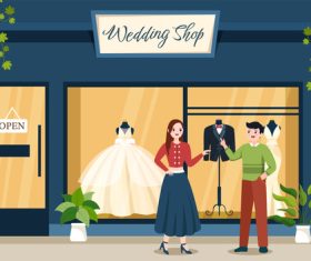 Couples choose wedding clothes vector