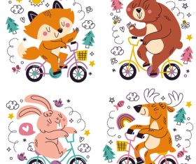 Cute doodle hand drawn animal sticker vector