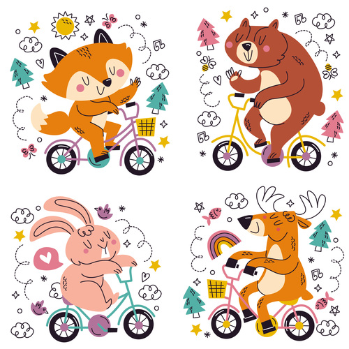 Cute doodle hand drawn animal sticker vector