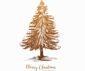 Decorative hand draw sketch christmas tree celebration card vector