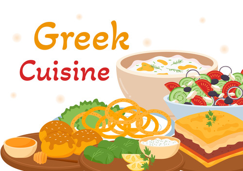 Delicious greek cuisine vector