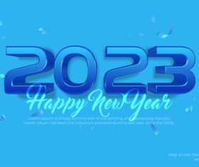 Editable text 2023 happy new year celebration blue theme vector