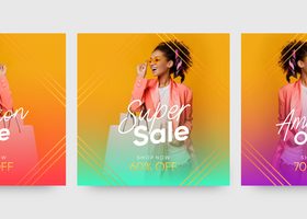 Fashion sale attractive social media post templates vector