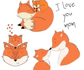 Fox mother cartoon illustration vector