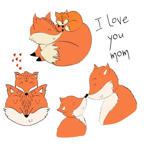 Fox mother cartoon illustration vector