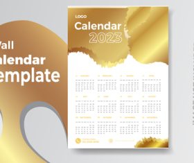 Golden 2023 calendar design vector