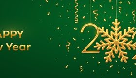 Green background 2023 Happy New Year vector