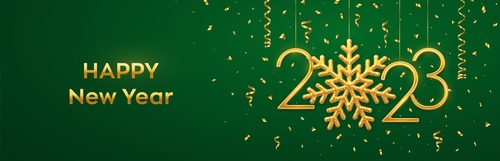 Green background 2023 Happy New Year vector